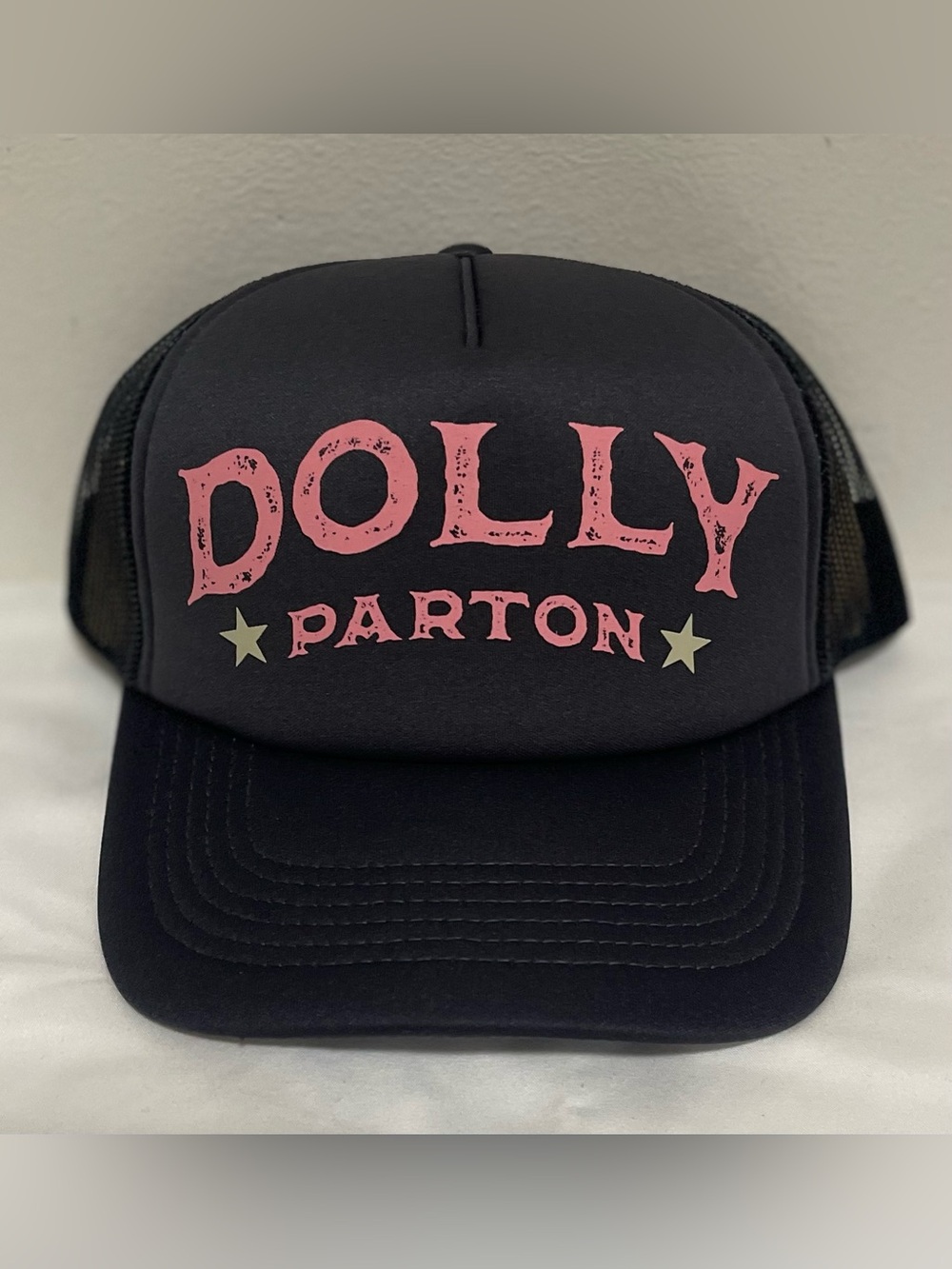 Dolly Parton Black Trucker Hat with Pink Logo NWT